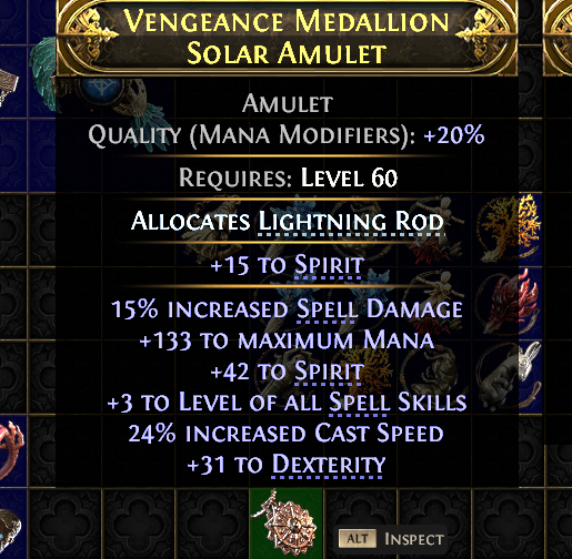 VENGEANCE MEDALLION SOLAR AMULET