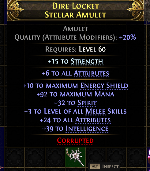 DIRE LOCKET STELLAR AMULET