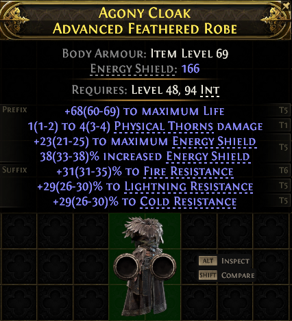 AGONY CLOAK ADVANCED FEATHERED ROBE