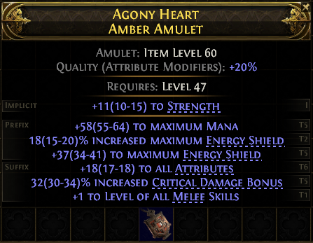 AGONY HEART AMBER AMULET